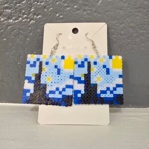 Starry Night Perler Bead Earrings